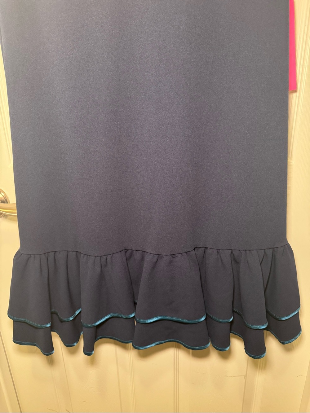 Betsey Johnson NWT Navy Ruffle Hem Shift Dress Size 16 Puff Sleeve - Picture 5 of 11